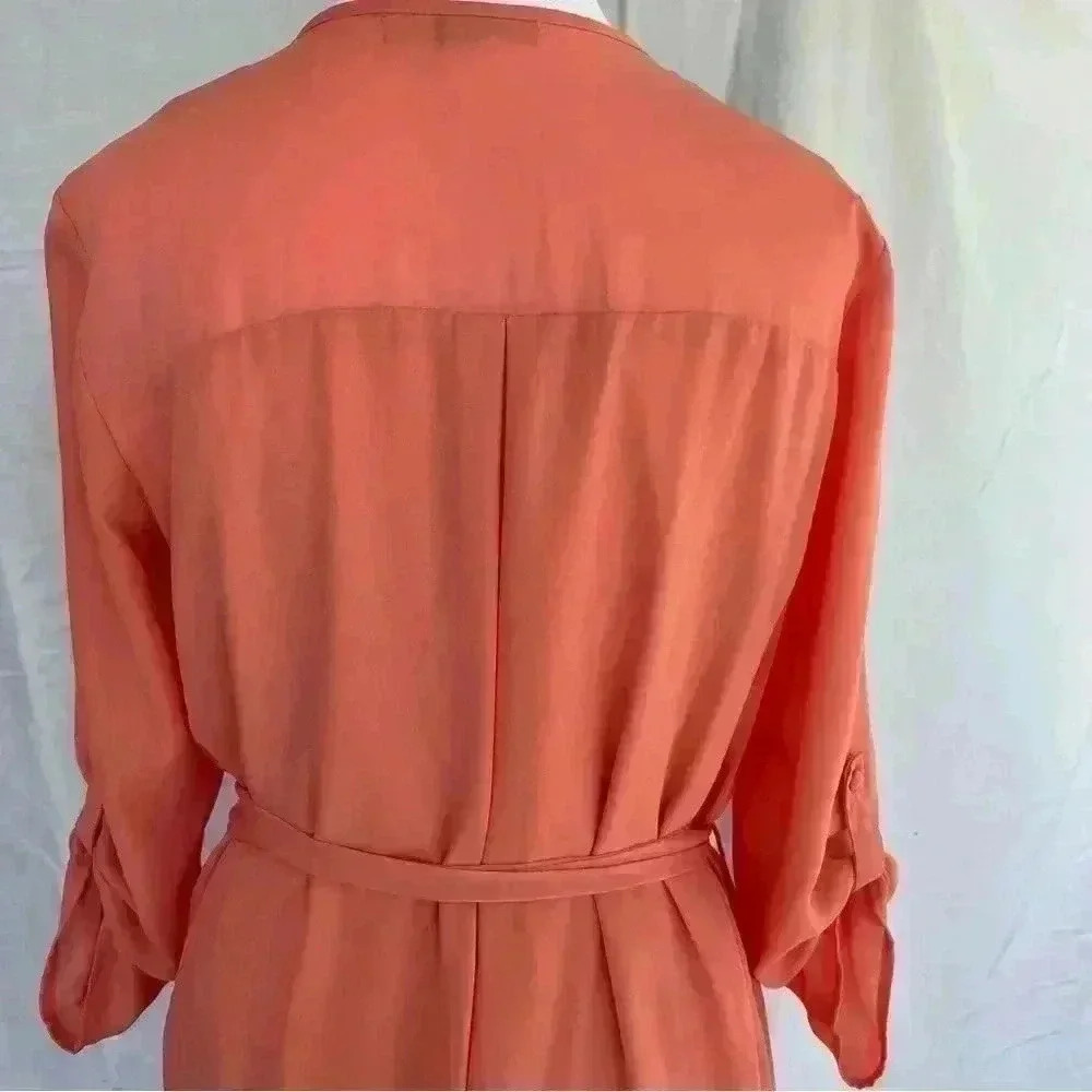YA Los Angeles coral dress with belt and gold zipper detail. - Picture 2 of 8